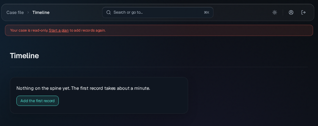 Actual Folioh Timeline in an empty, read-only case